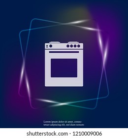 Vector neon light icon gas stove with oven for  kitchen. Home cooker Appliances. Layers grouped for easy editing illustration. For your design