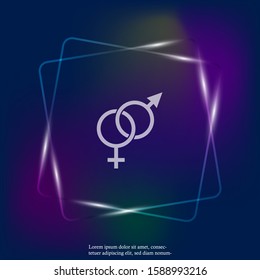 Vector neon light icon gender symbol. Man and woman.