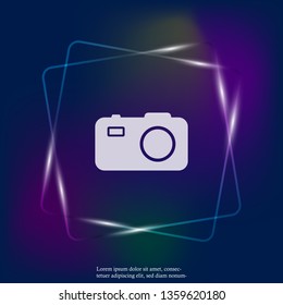 Vector neon light icon illustration of a digital camera. Retro camera. Layers grouped for easy editing illustration. For your design