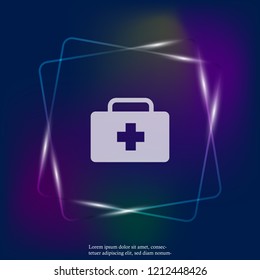 Vector neon light icon indicates the presence of first-aid. Doctor. First Aid Kit. Layers grouped for easy editing illustration. For your design.