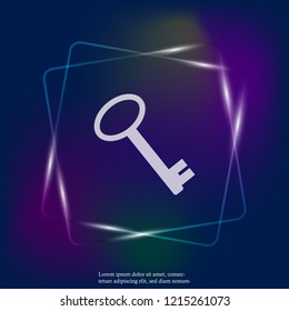 Vector  neon light icon of a key. Vector flat key illustration. Layers grouped for easy editing illustration. For your design.