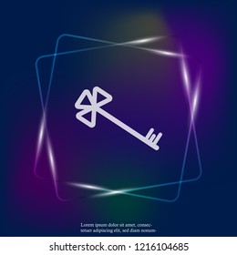 Vector  neon light icon of a key. Vector flat key illustration. Layers grouped for easy editing illustration. For your design.