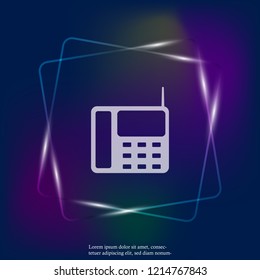 Vector neon light icon landline phone with buttons. Layers grouped for easy editing illustration. For your design.