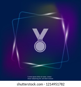 Vector neon light icon medal. Medal of Honor, congratulations. Layers grouped for easy editing illustration. For your design.