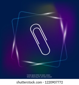 Vector neon light icon of a paper clip. Layers grouped for easy editing illustration. For your design.