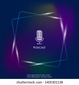 Vector neon light icon podcast