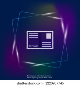 Vector neon light icon postcard. Layers grouped for easy editing illustration. For your design.