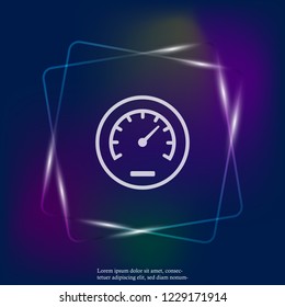 Vector neon light icon speedometer. Flat image speedometer icon. Layers grouped for easy editing illustration. For your design.