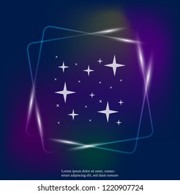  Vector neon light icon of the star, starry sky, shine of purity. Layers grouped for easy editing illustration. For your design.