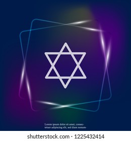 Vector neon light icon star from two triangles. Illustration of a five-pointed star. Layers grouped for easy editing illustration. For your design.