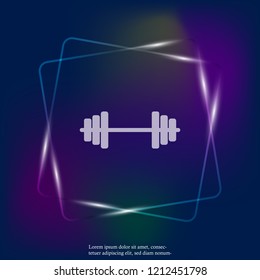 Vector neon light image dumbbells. Vector illustration dumbbell for fitness. Layers grouped for easy editing illustration. For your design.