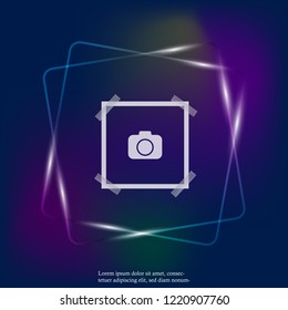 Vector neon light image of a square frame for photos. Icons of an empty realistic photo frame. Layers grouped for easy editing illustration. For your design.