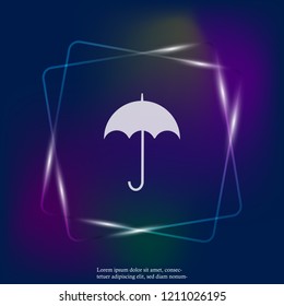 Vector neon light Image umbrella. Vector icon umbrella rain protection. Layers grouped for easy editing illustration. For your design