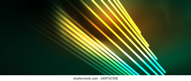 Vector neon light lines concept, abstract background, future techno hi tech template