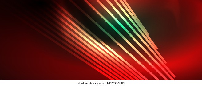 Concepto de líneas de luz de neón vectorial, fondo abstracto, plantilla de tecnología de alta tecnología de tecno futuro