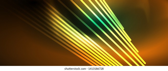 Vector neon light lines concept, abstract background, future techno hi tech template