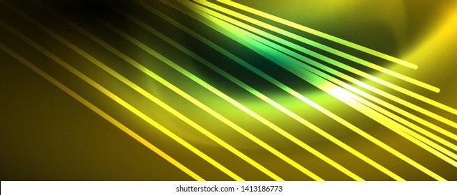 Vector neon light lines concept, abstract background, future techno hi tech template