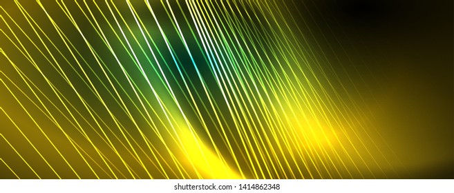 Concepto de líneas de luz de neón vectorial, fondo abstracto, plantilla de tecnología de alta tecnología de tecno futuro