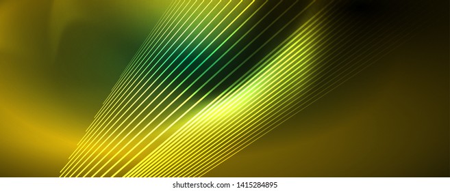 Vector neon light lines concept, abstract background, future techno hi tech template