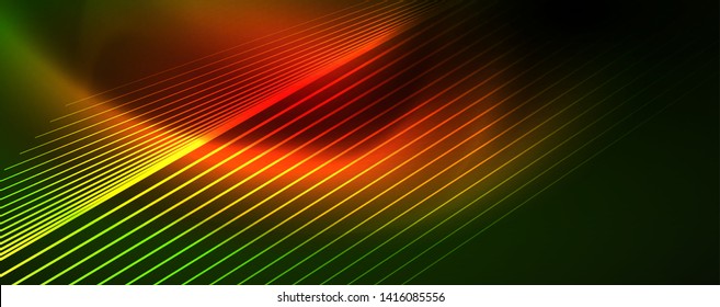 Vector neon light lines concept, abstract background, future techno hi tech template