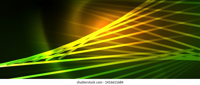 Vector neon light lines concept, abstract background, future techno hi tech template