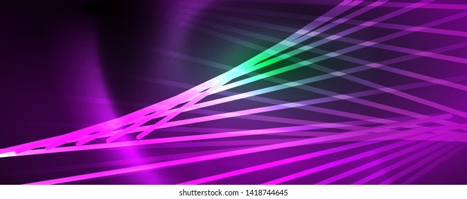 Vector neon light lines concept, abstract background, future techno hi tech template