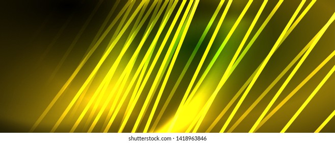 Vector neon light lines concept, abstract background, future techno hi tech template