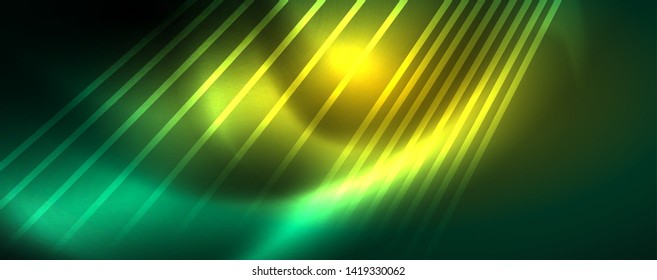 Vector neon light lines concept, abstract background, future techno hi tech template