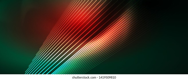 Vector neon light lines concept, abstract background, future techno hi tech template