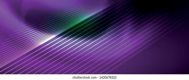 Vector neon light lines concept, abstract background, future techno hi tech template