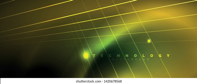 Vector neon light lines concept, abstract background, future techno hi tech template