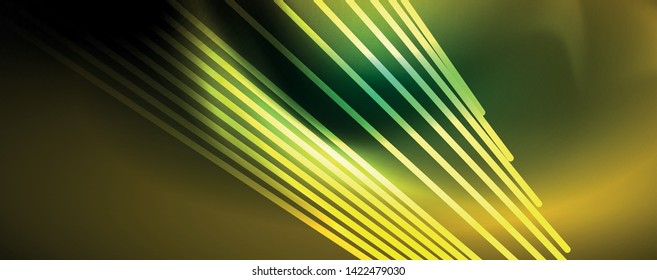 Vector neon light lines concept, abstract background, future techno hi tech template