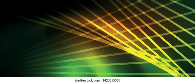 Vector neon light lines concept, abstract background, future techno hi tech template