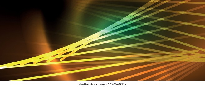 Vector neon light lines concept, abstract background, future techno hi tech template