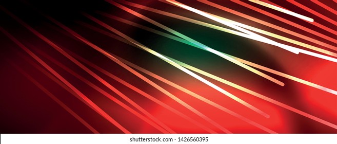 Vector neon light lines concept, abstract background, future techno hi tech template