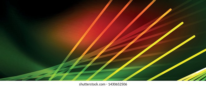 Vector neon light lines concept, abstract background, future techno hi tech template