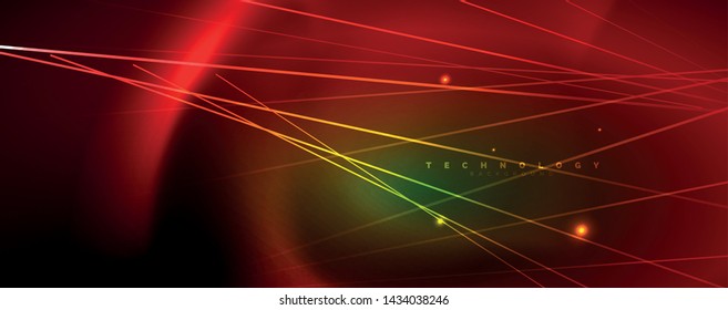 Vector neon light lines concept, abstract background, future techno hi tech template