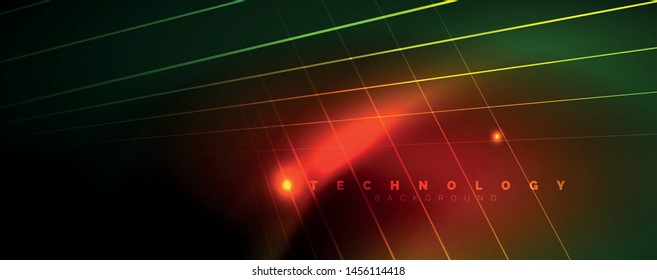 Vector neon light lines concept, abstract background, future techno hi tech template