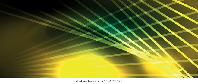 Vector neon light lines concept, abstract background, future techno hi tech template