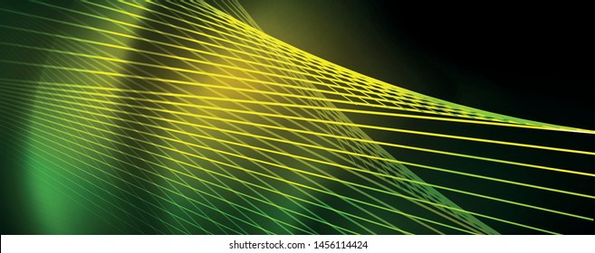 Concepto de líneas de luz de neón vectorial, fondo abstracto, plantilla de tecnología de alta tecnología de tecno futuro