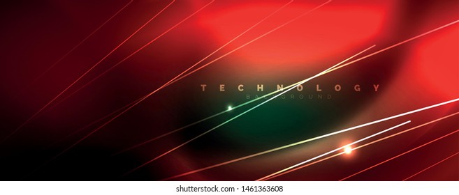 Vector neon light lines concept, abstract background, future techno hi tech template