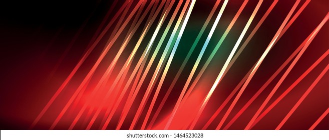 Vector neon light lines concept, abstract background, future techno hi tech template