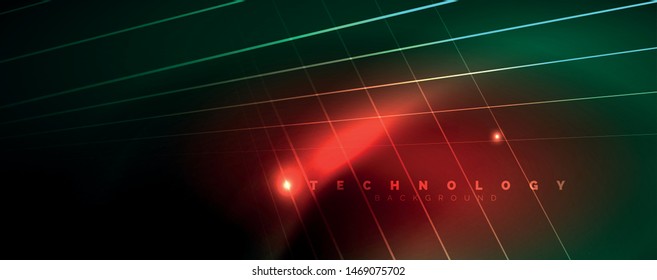 Vector Neon Light Lines Concept, Abstract Background, Future Techno Hi Tech Template