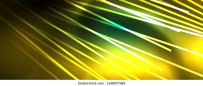 Vector neon light lines concept, abstract background, future techno hi tech template
