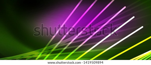 Vector neon light lines concept, abstract
background, future techno hi tech
template