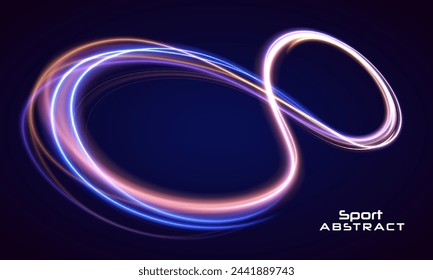 Vector neon lines swirl effect in the form of a road. Expressway, car headlight effect. Speed connection vector background.	