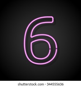 Vector neon number 6