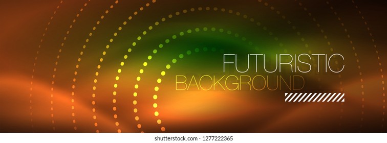Vector neon red dotted abstract background, modern circle lines on red backdrop