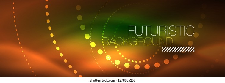 Vector neon red dotted abstract background, modern circle lines on red backdrop