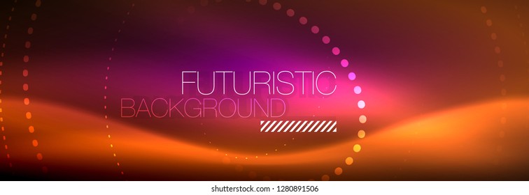 Vector neon red dotted abstract background, modern circle lines on red backdrop